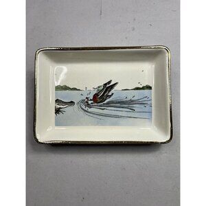 Delano Studios "Close Call" Gator & Duck Trinket Tray Coin Dish Vintage 1962